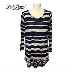 🍀Lucky brand🍀, women’s tunic size M blue print w/marbling